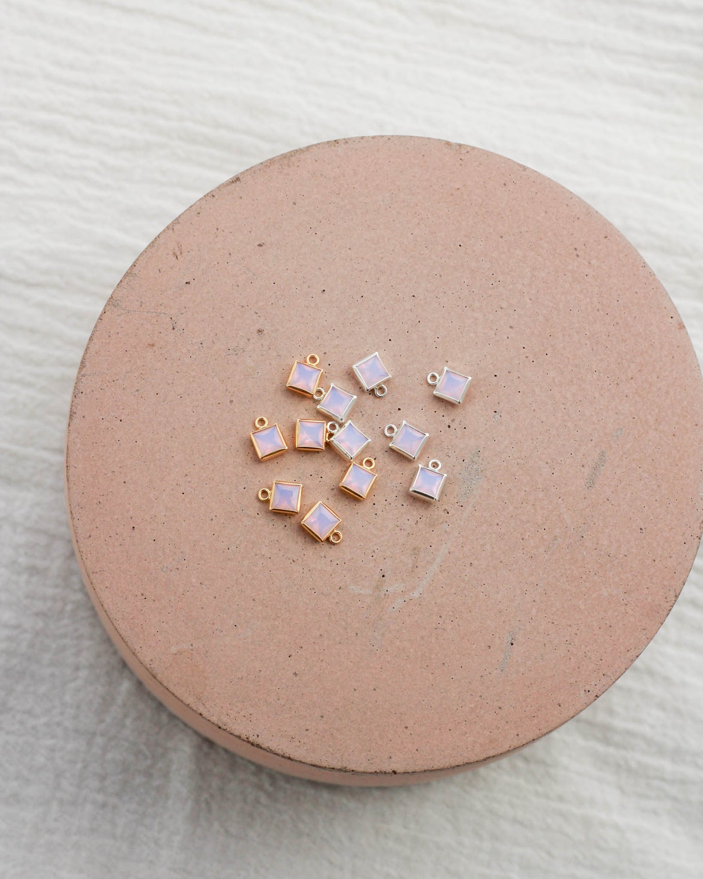 4mm Pink Opal Square Charm, CH256