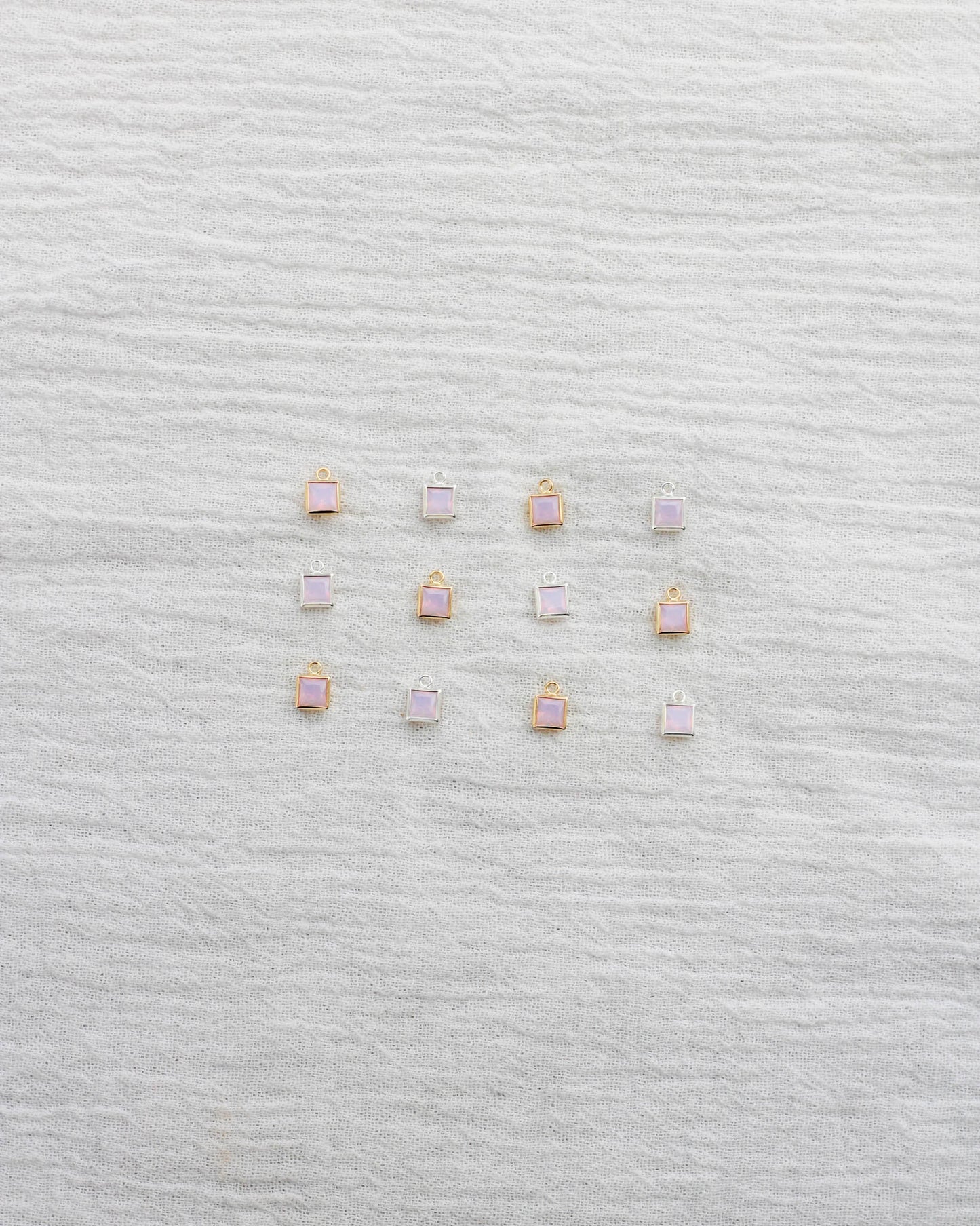 4mm Pink Opal Square Charm, CH256