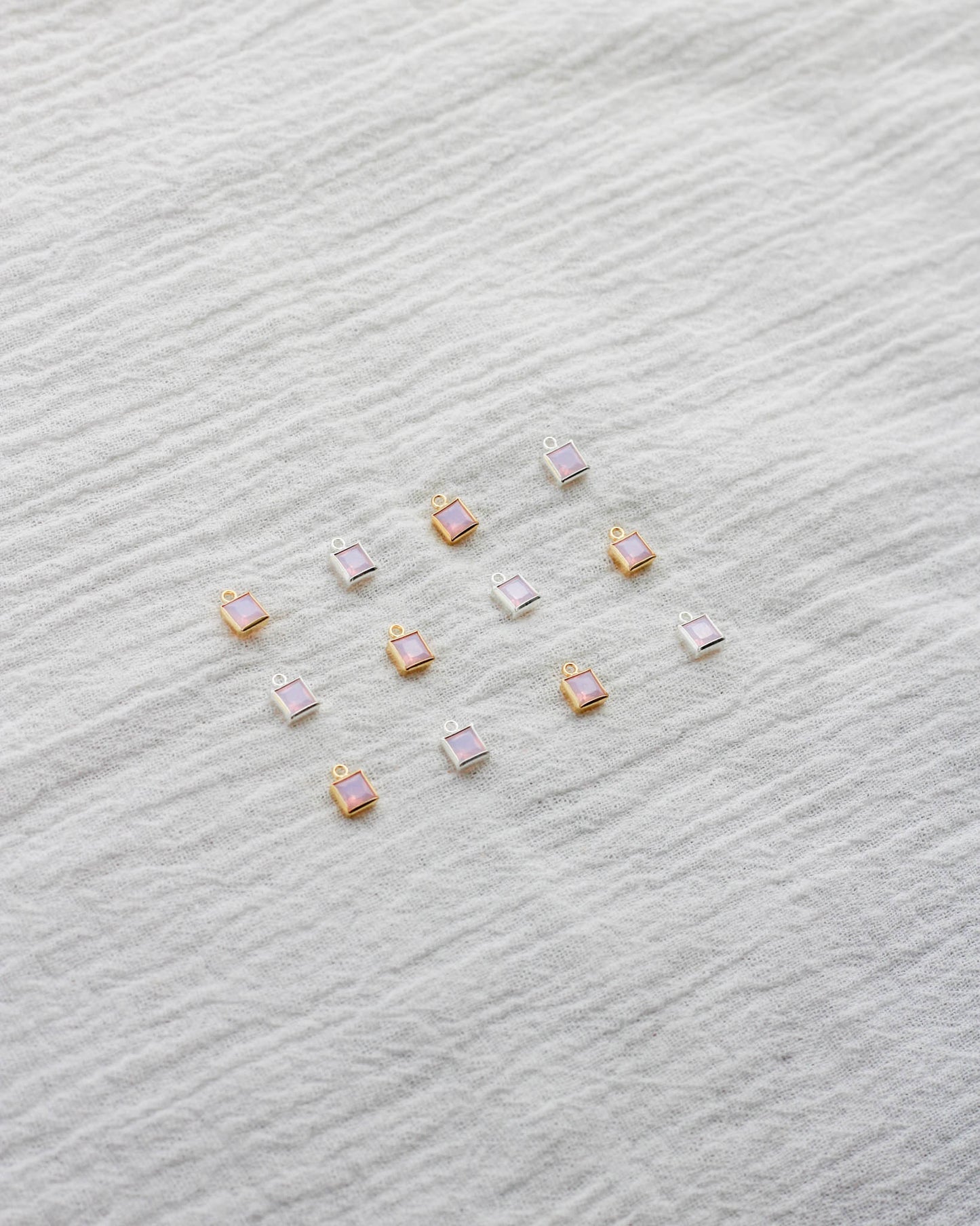4mm Pink Opal Square Charm, CH256