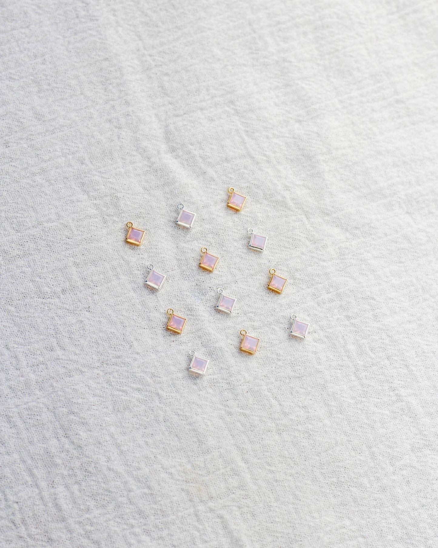 4mm Pink Opal Diamond Shaped Charm, CH257