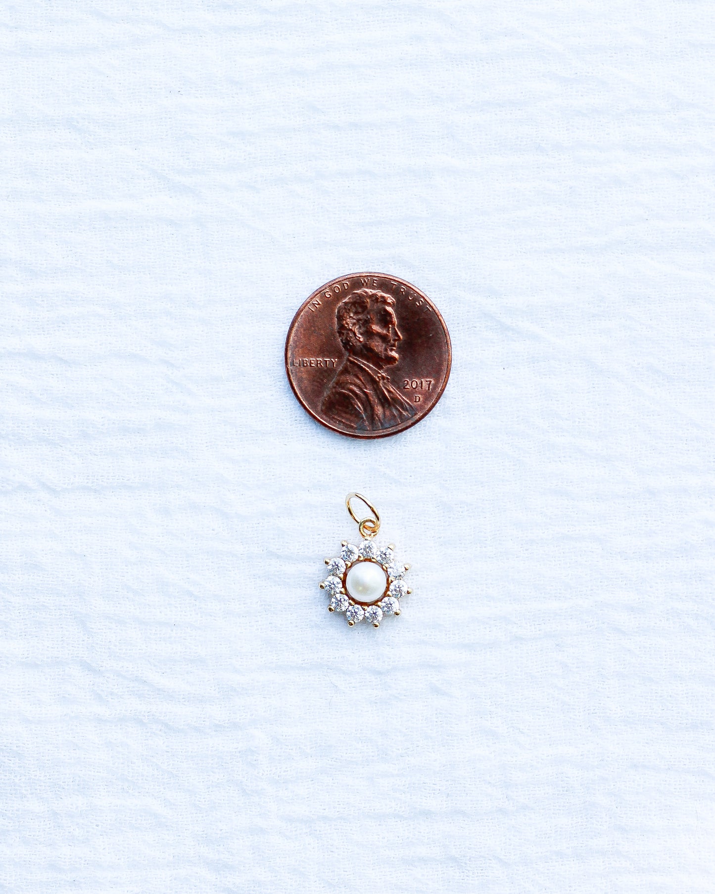 Freshwater White Pearl Potato Shape CZ Charm, CH122