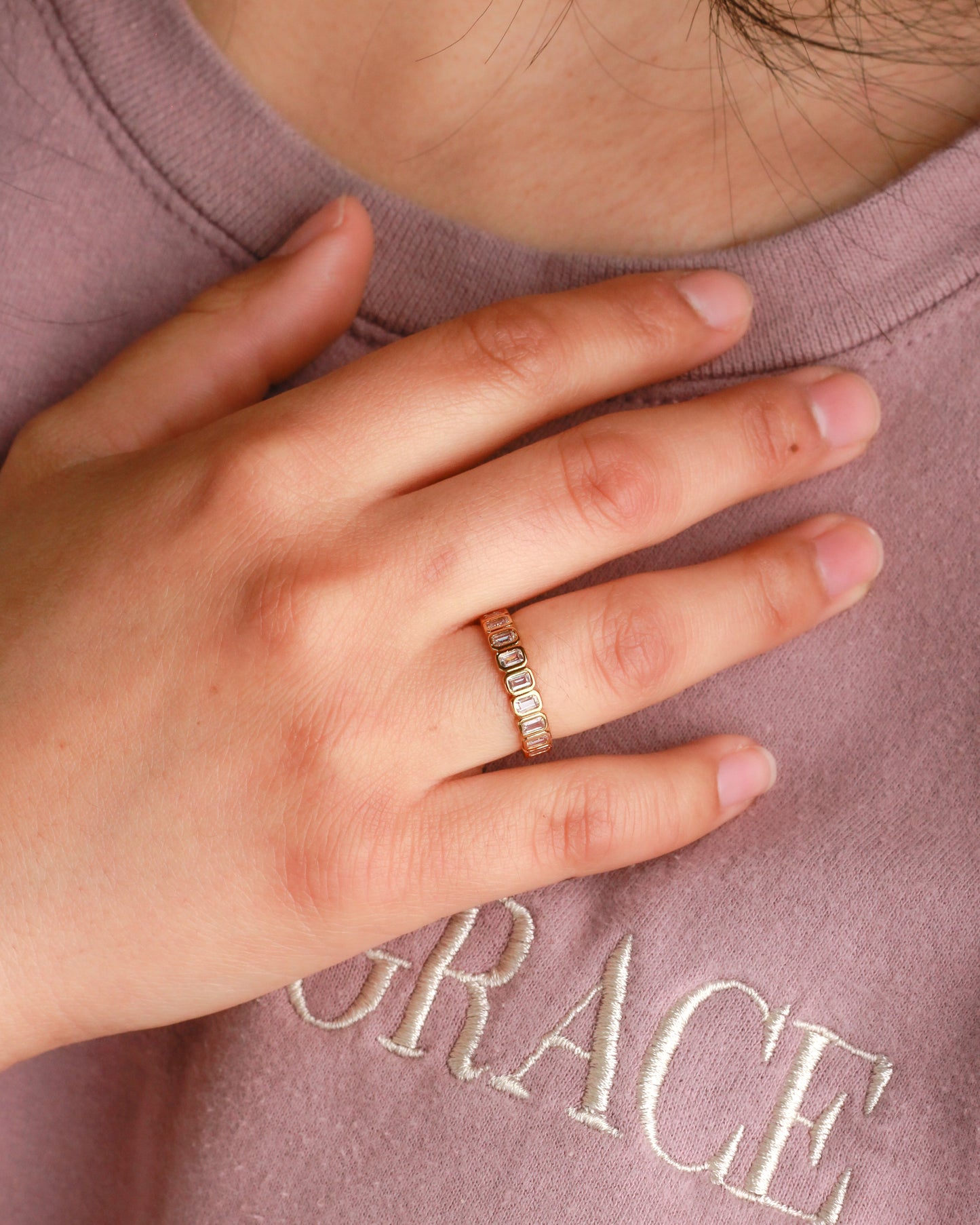 Emerald Cut Stacking Ring, R51