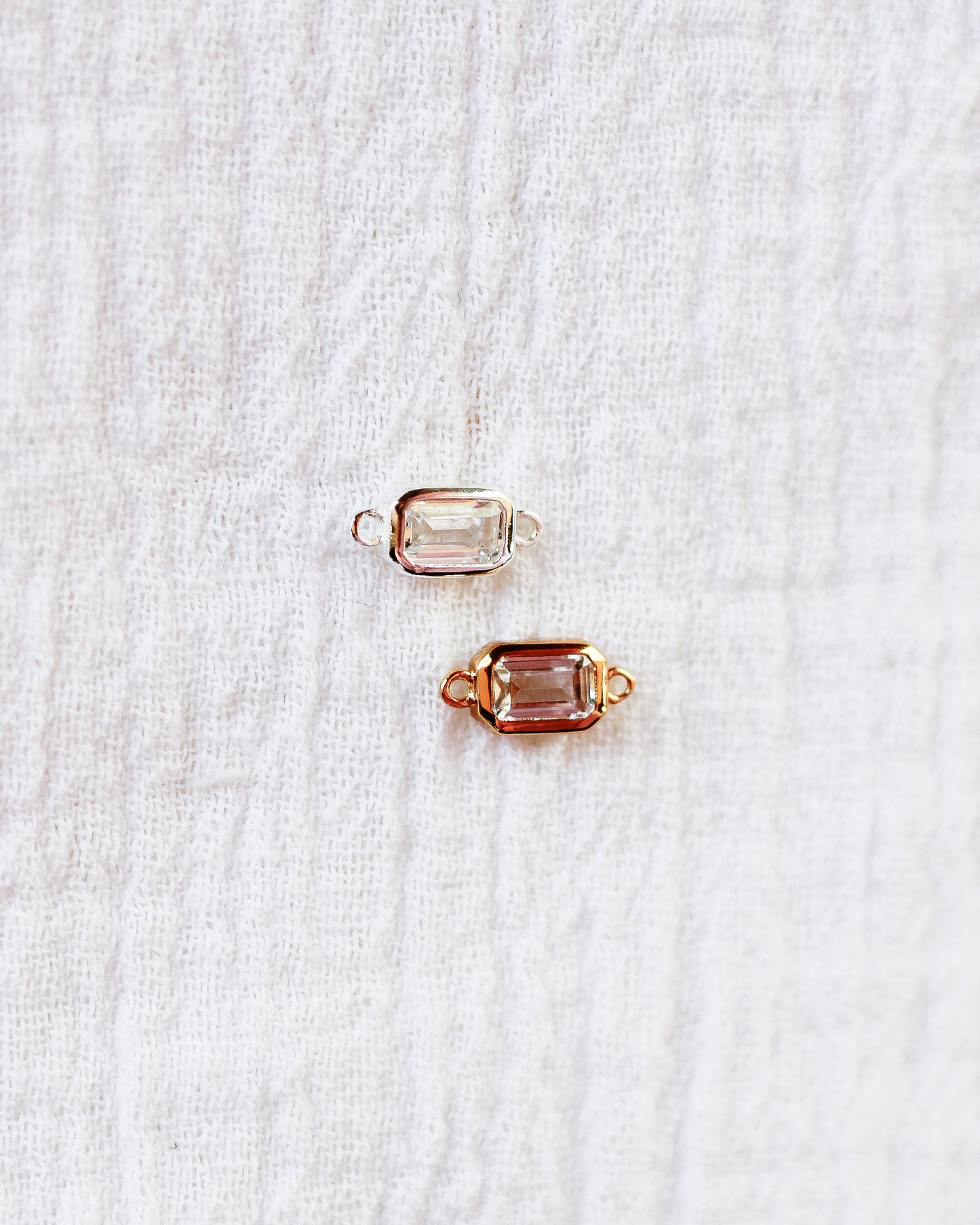 Emerald Cut CZ Connector, CN124