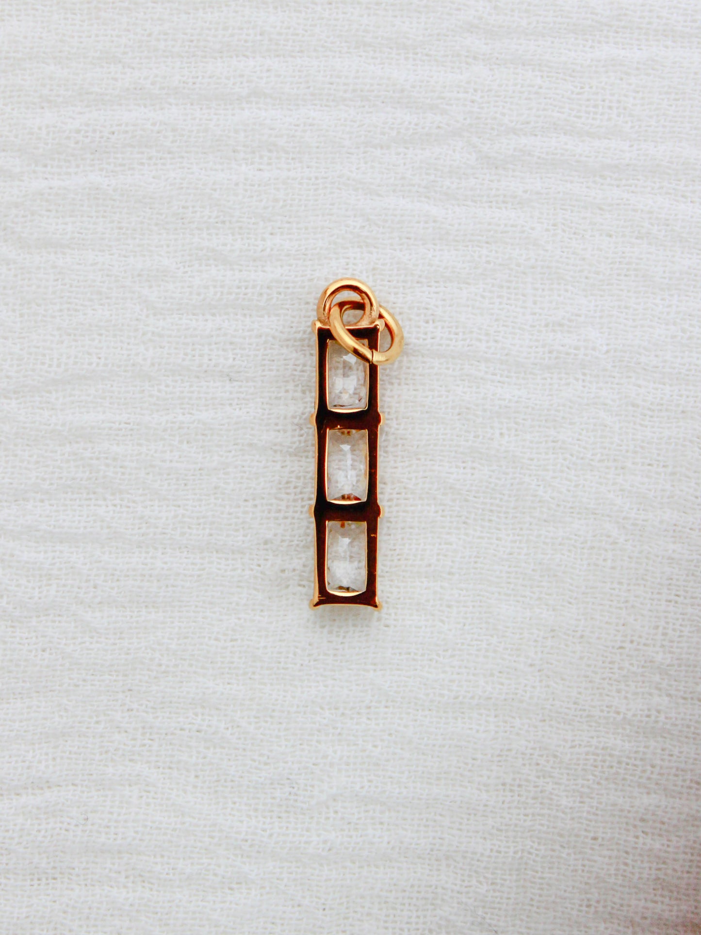 Triple Rectangle PVD Charm, White Zircon, CH322