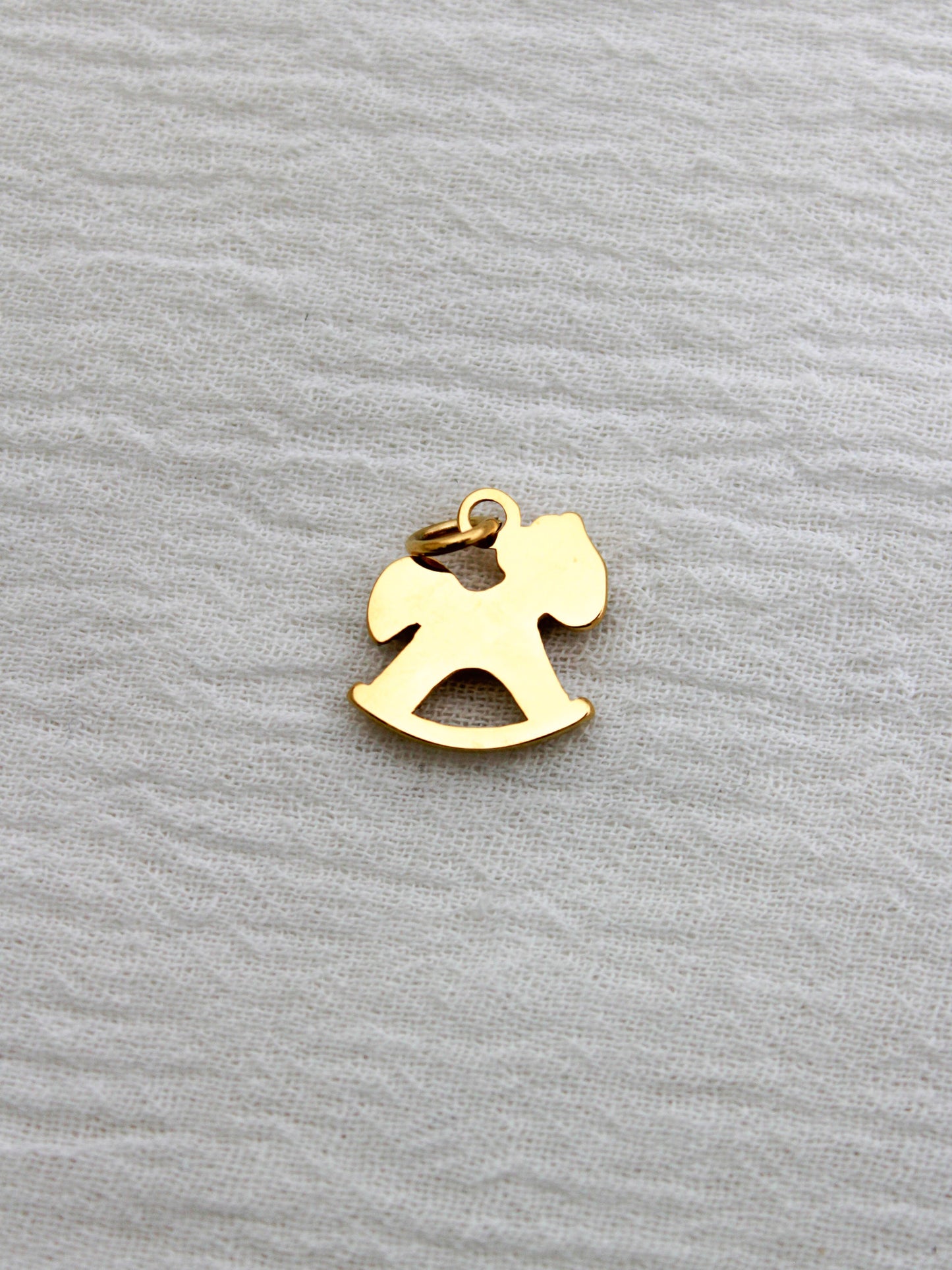 Rocking Horse PVD Charm, White Zircon, CH326