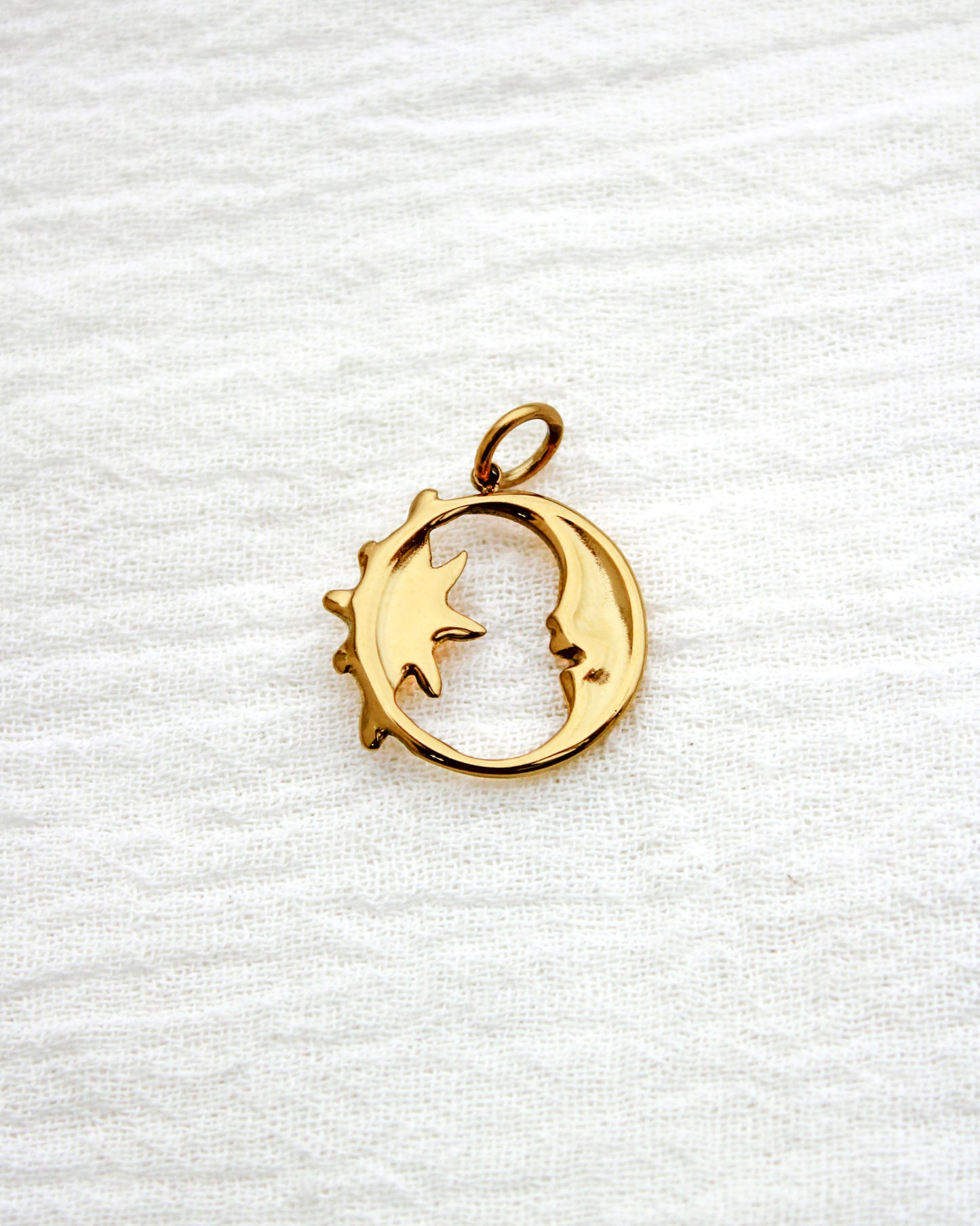 Moon & Star PVD Charm w/ Opal, CH332