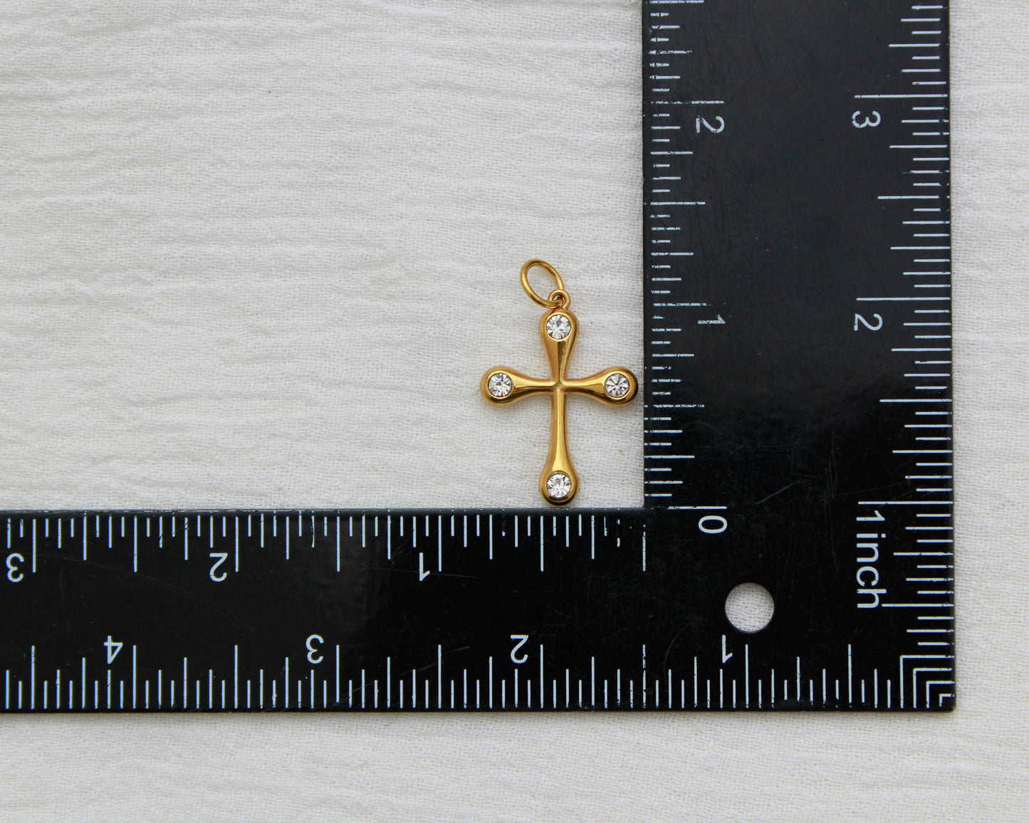 Cross PVD Charm with Round Cubic Zirconia, CH354