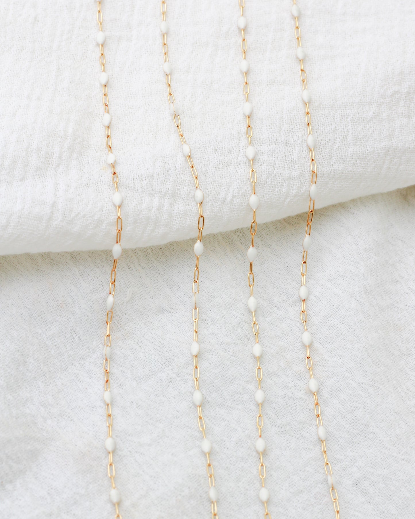 1.2mm White Enamel Paperclip Chain, G99