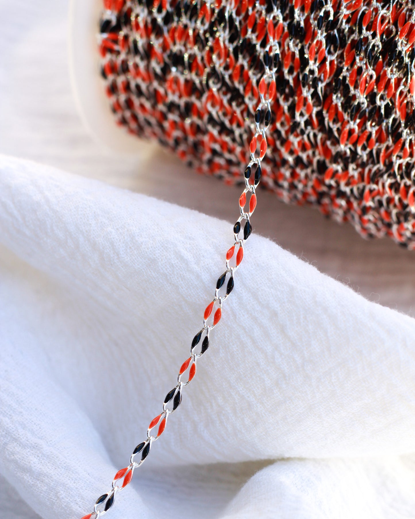 Black and Orange Enamel Chain, SP129