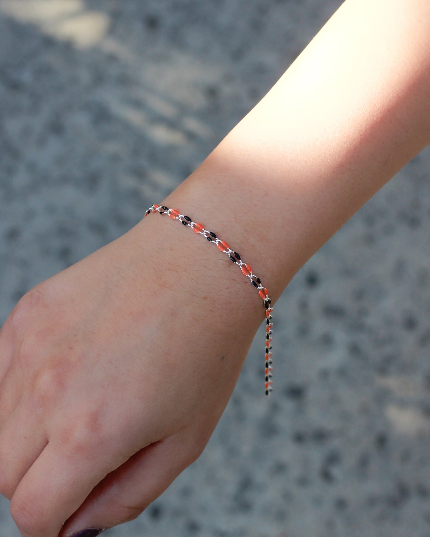 Black and Orange Enamel Chain, SP129