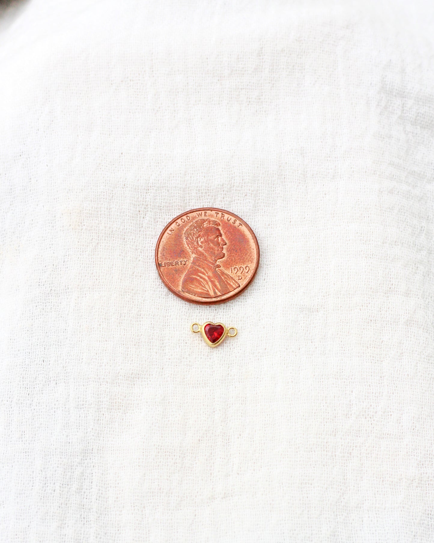 4mm Horizontal Heart Shaped Birthstone Connector, CN337