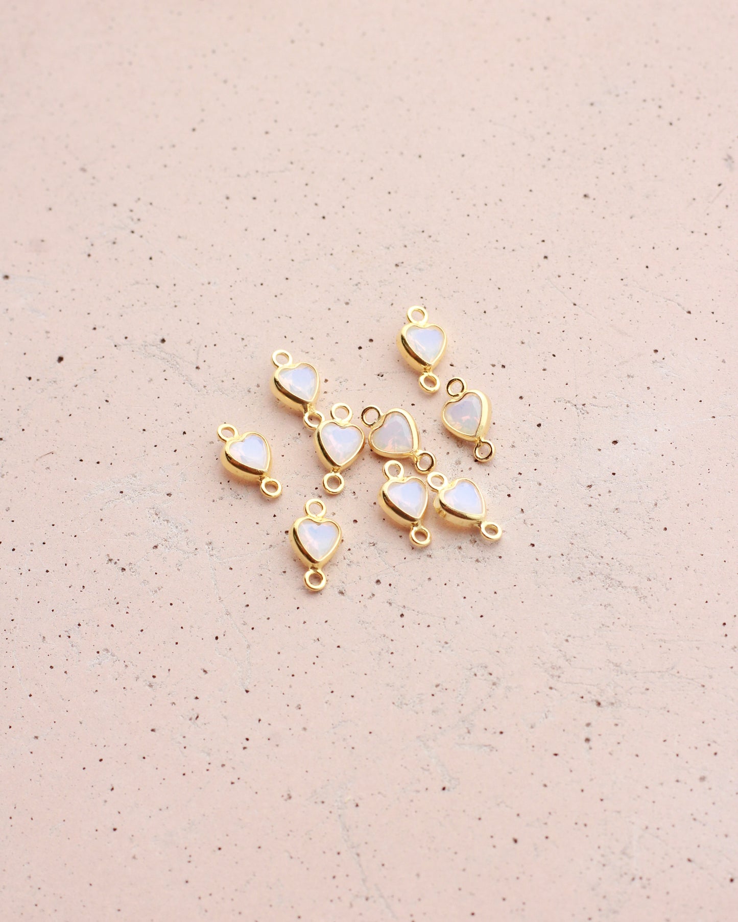 4mm White Opal Heart Vertical Connector, CN346