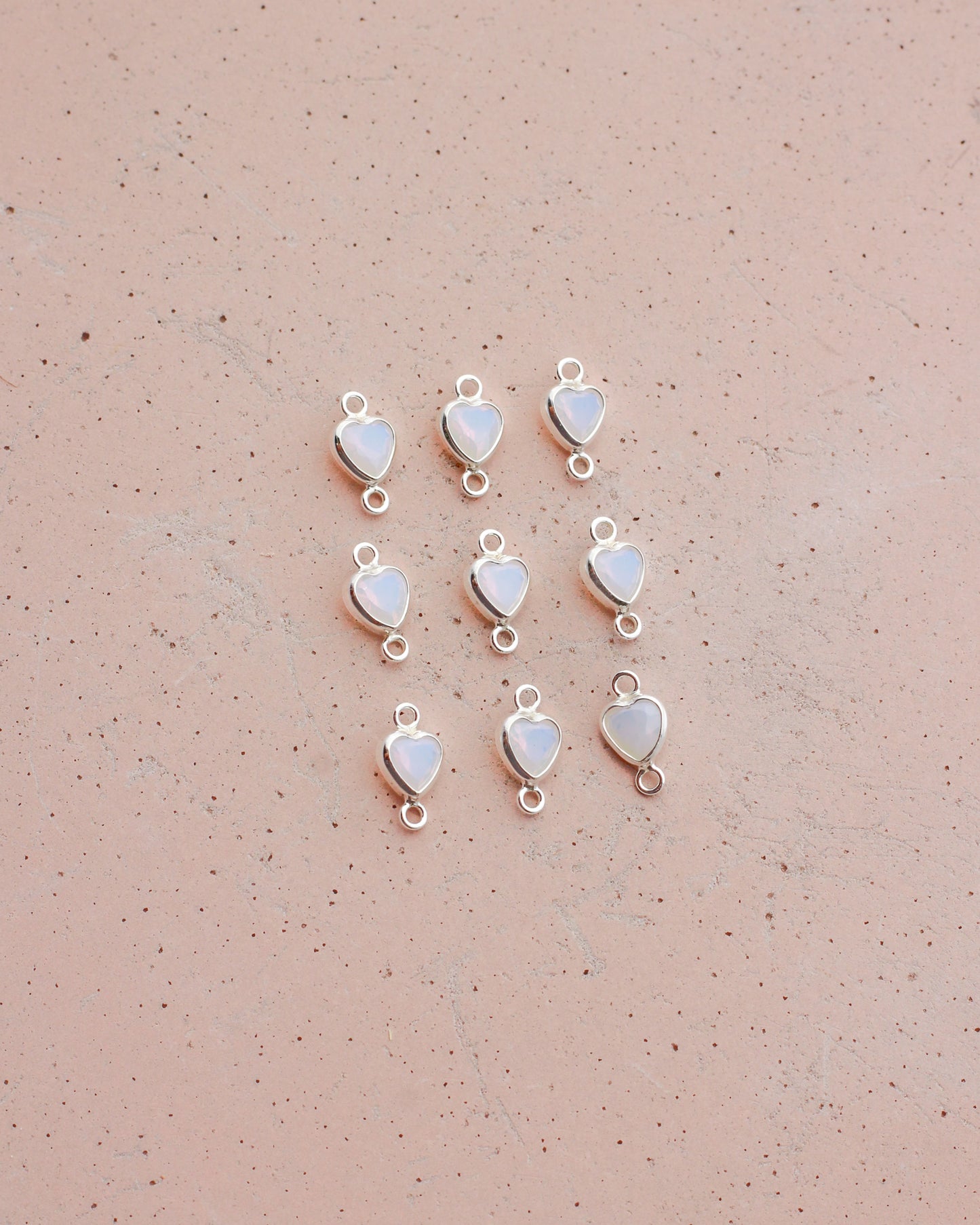 4mm White Opal Heart Vertical Connector, CN346