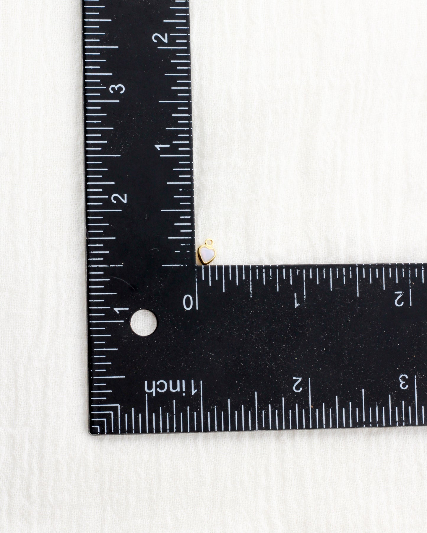 4mm White Opal Heart Bezel Charm, CH274