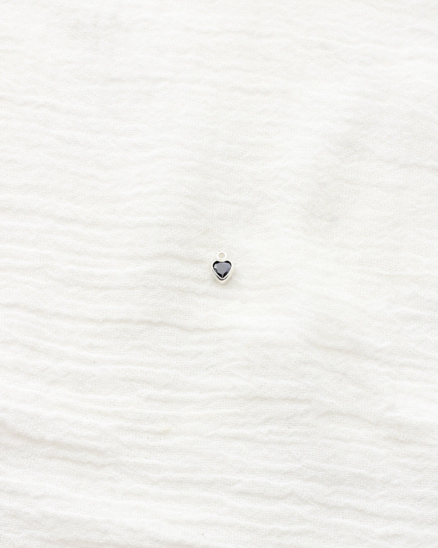 4mm Black Onyx Heart Bezel Charm, CH273