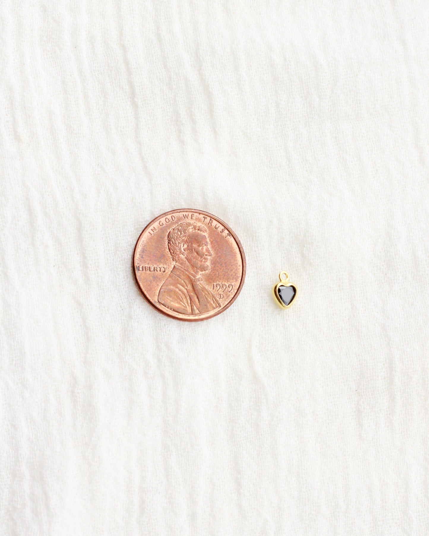 4mm Black Onyx Heart Bezel Charm, CH273