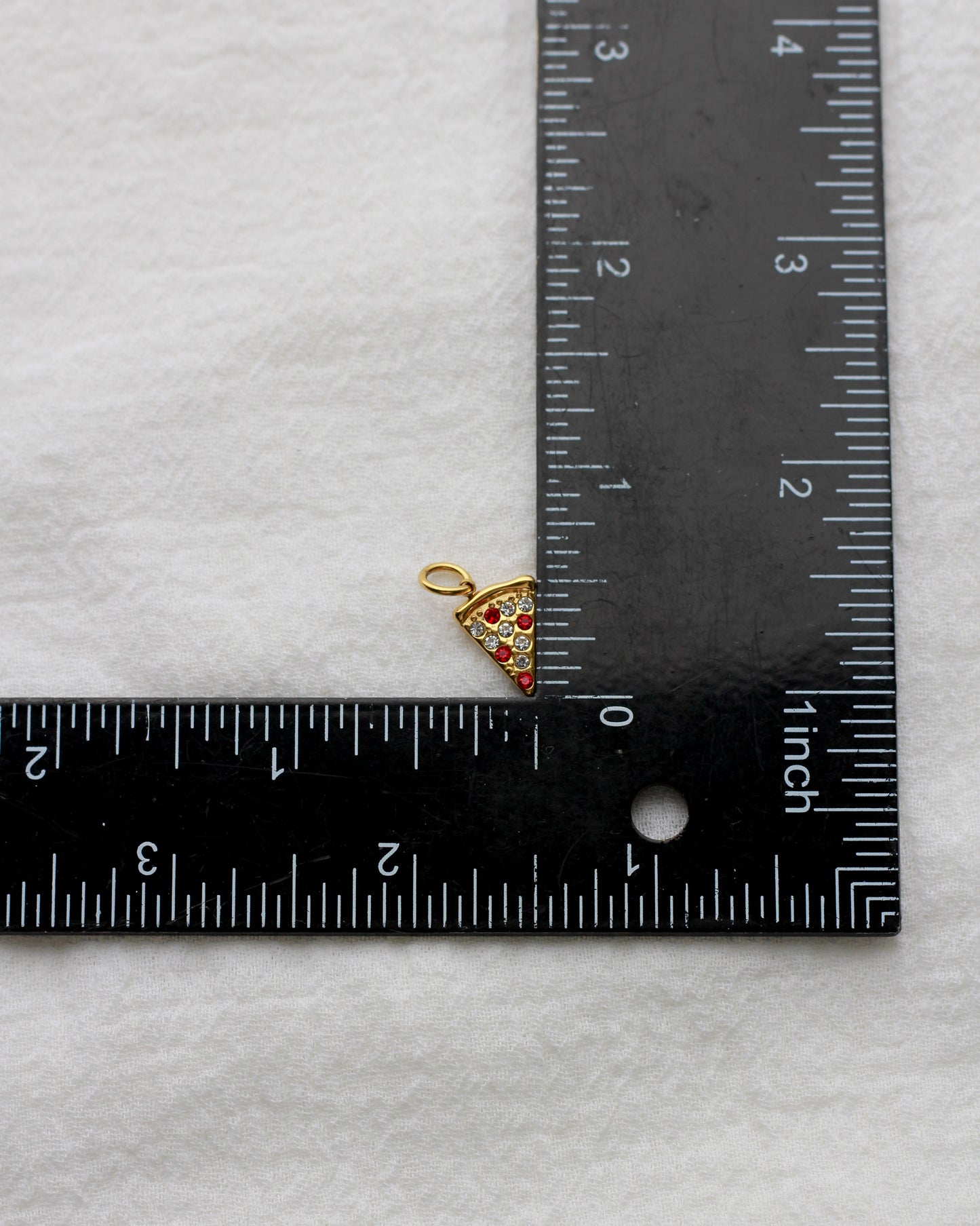 13mm Pizza PVD Charm with Zircon and Rhinestones, CH412