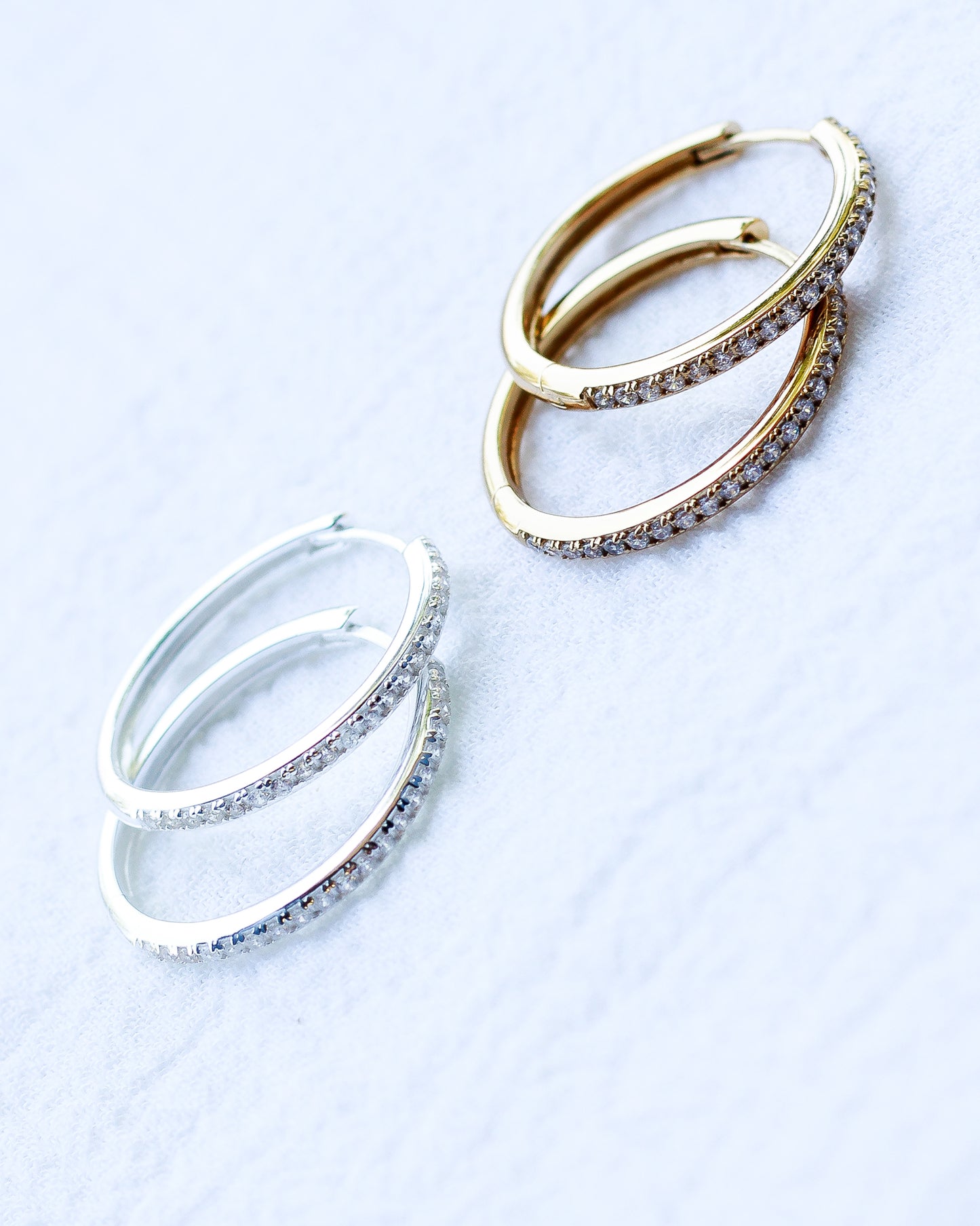 25mm Cubic Zirconia Hoop Earrings, E43