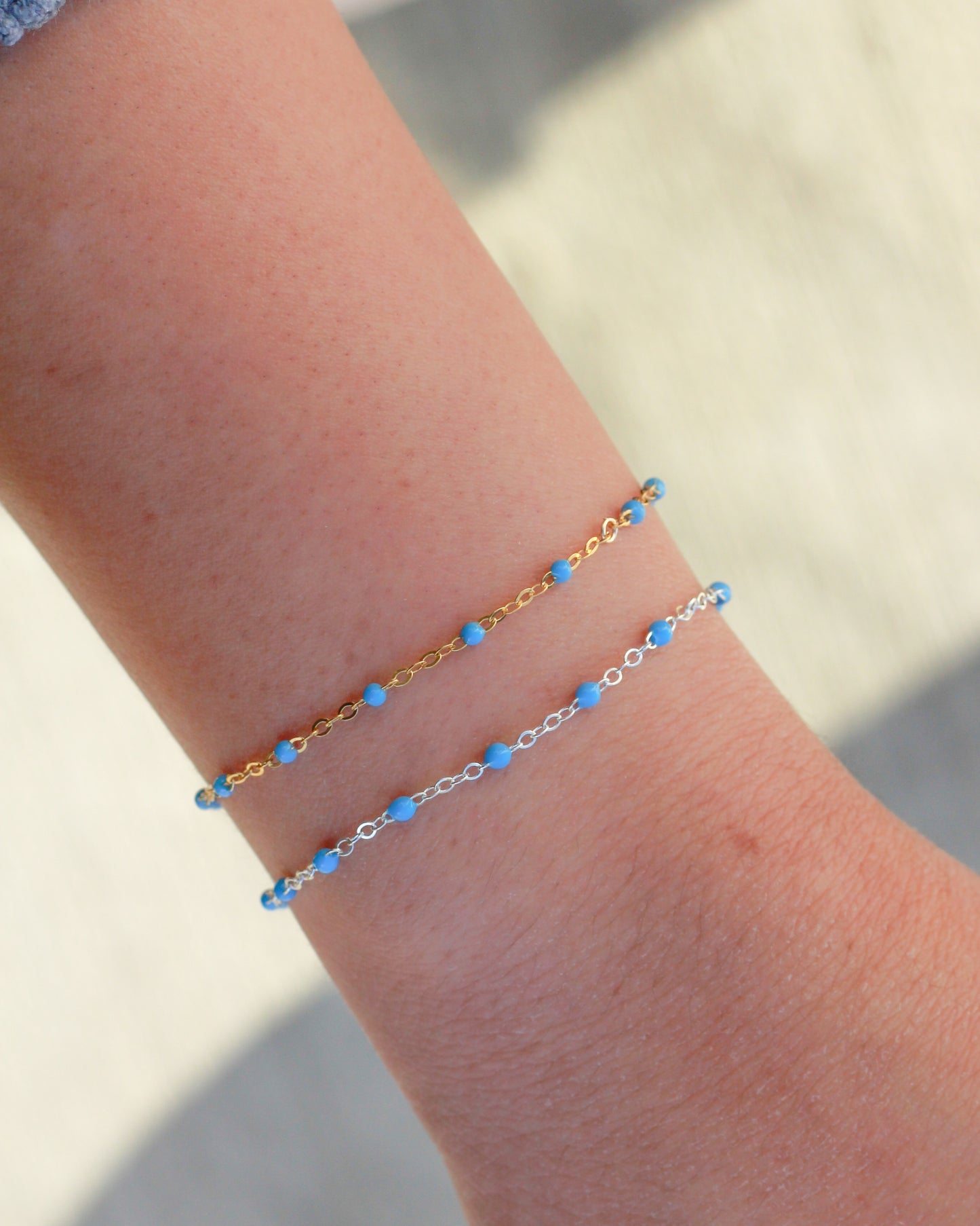 1.7mm Flat Cable Chain with Blue Dots, G74, S74