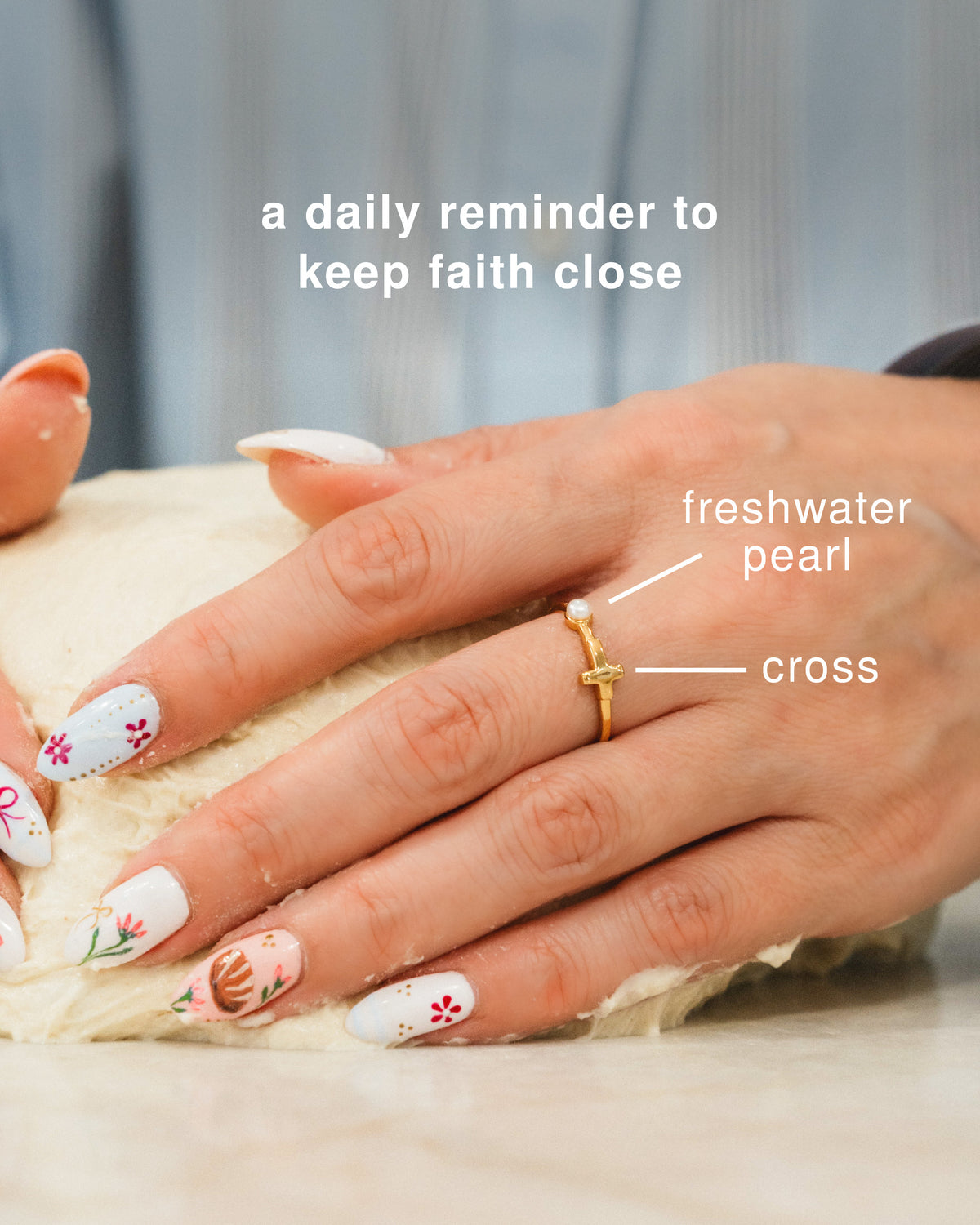 Cross Ring with Pearl, R76