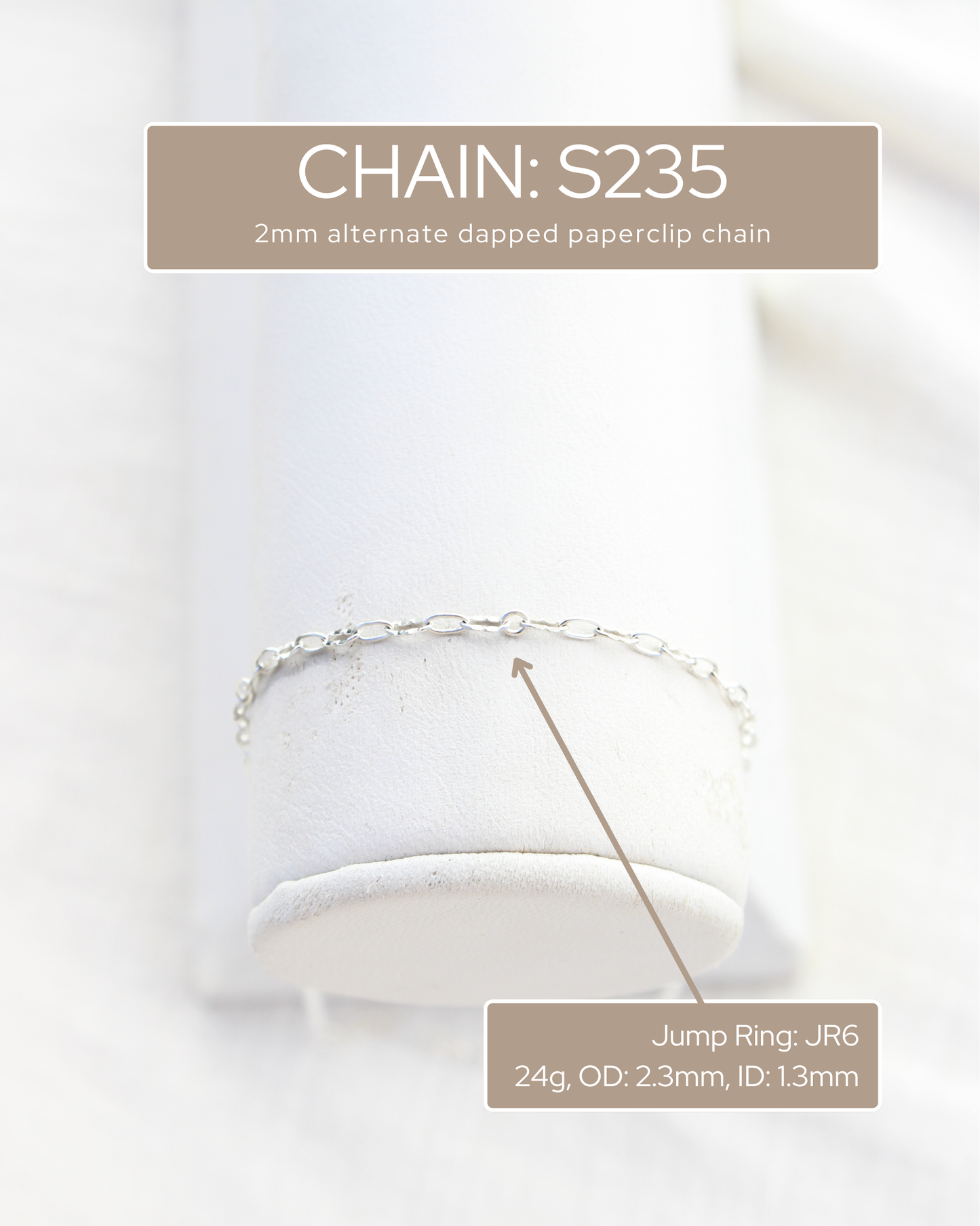 2mm Alternate Dapped Paperclip Chain