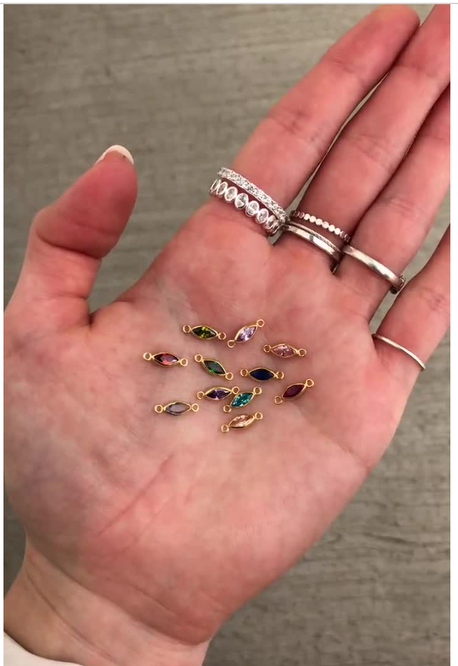 3mm CZ Marquise Birthstone Connector, CN306