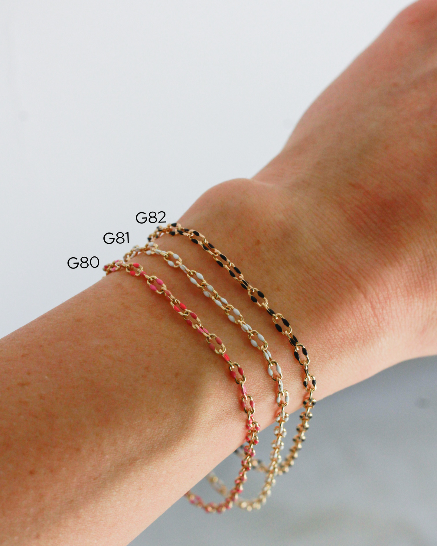 Pink Multi-Colored Enamel Chain, S80 G80