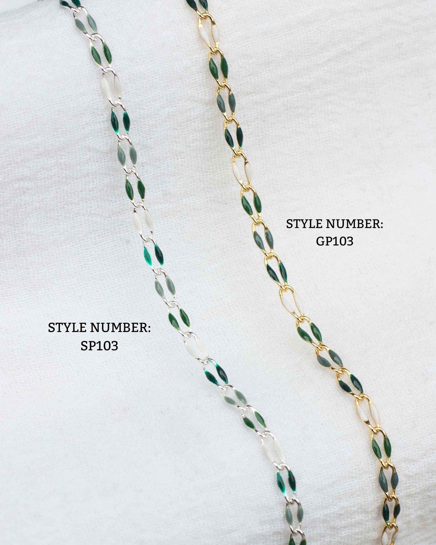 Green Multi Color Enamel Chain, SP103