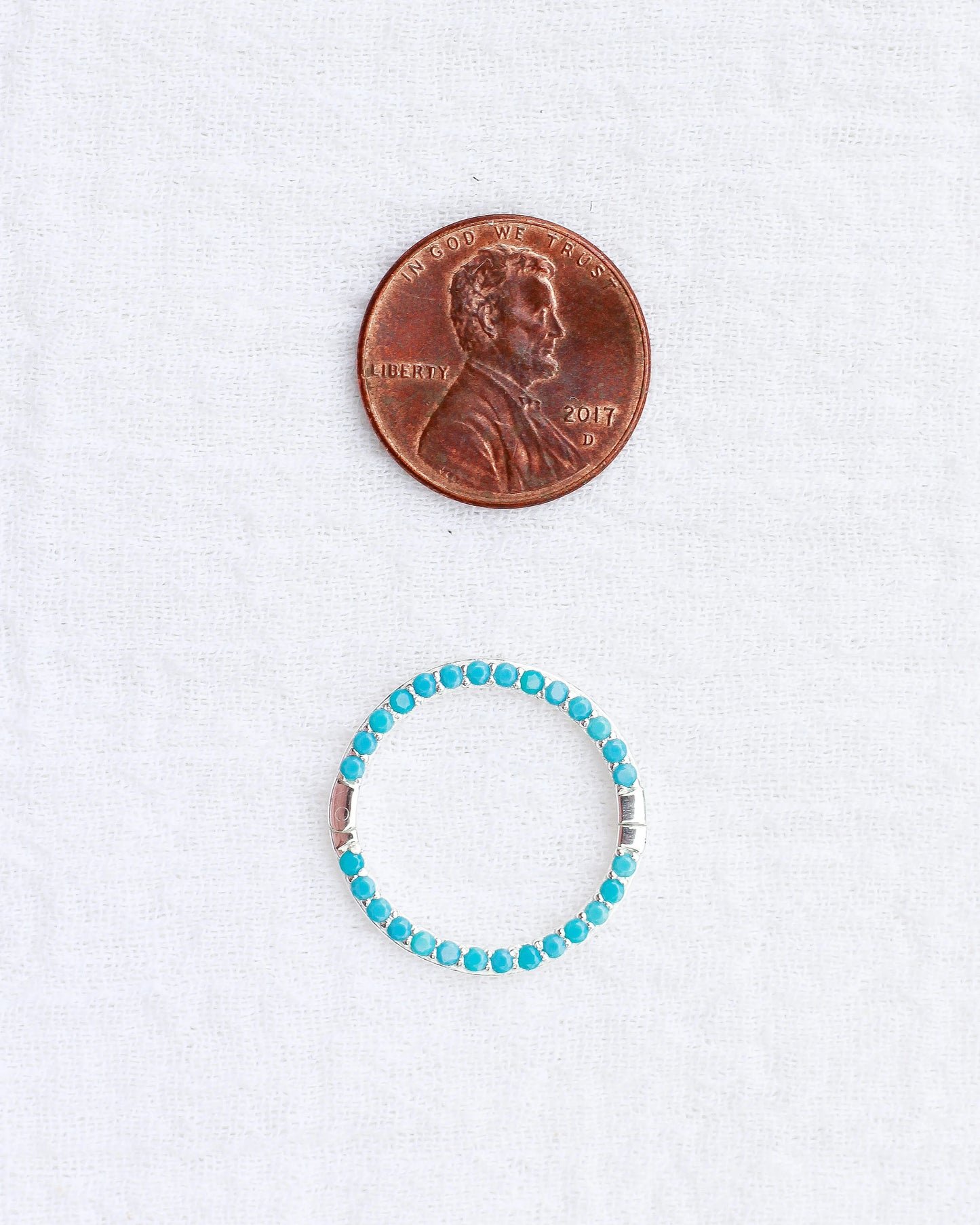 Turquoise Nano Gem Pave Circle Charm Enhancer, F09