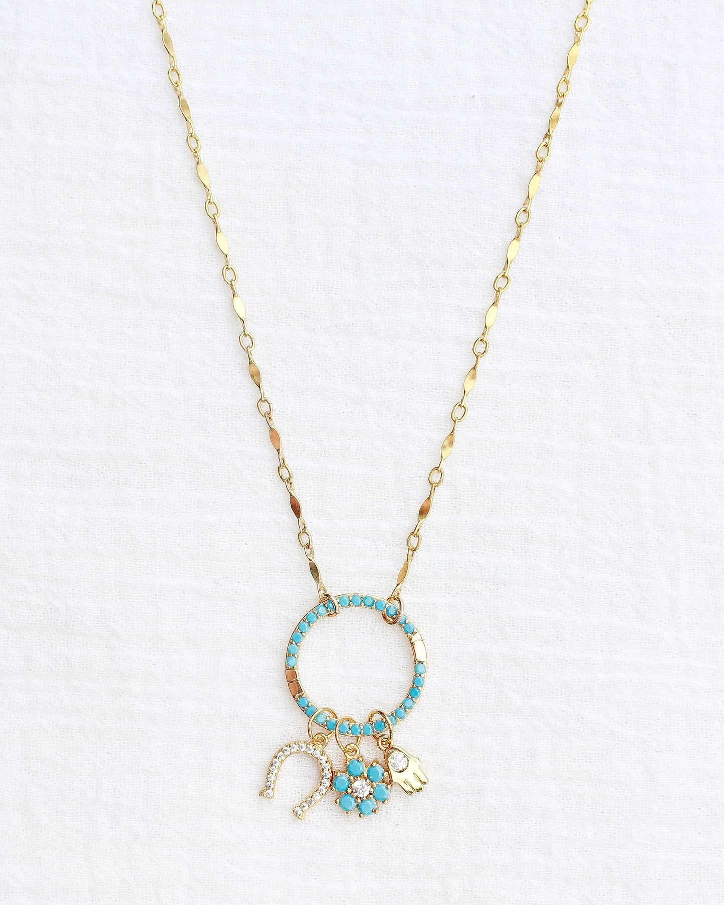 Turquoise Nano Gem Pave Circle Charm Enhancer, F09