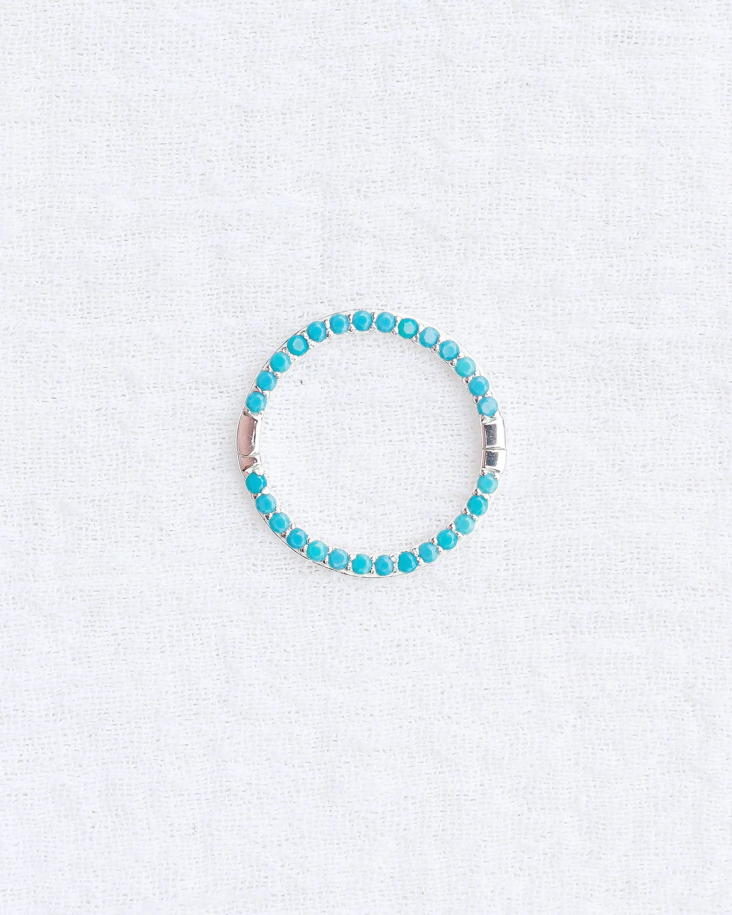 Turquoise Nano Gem Pave Circle Charm Enhancer, F09