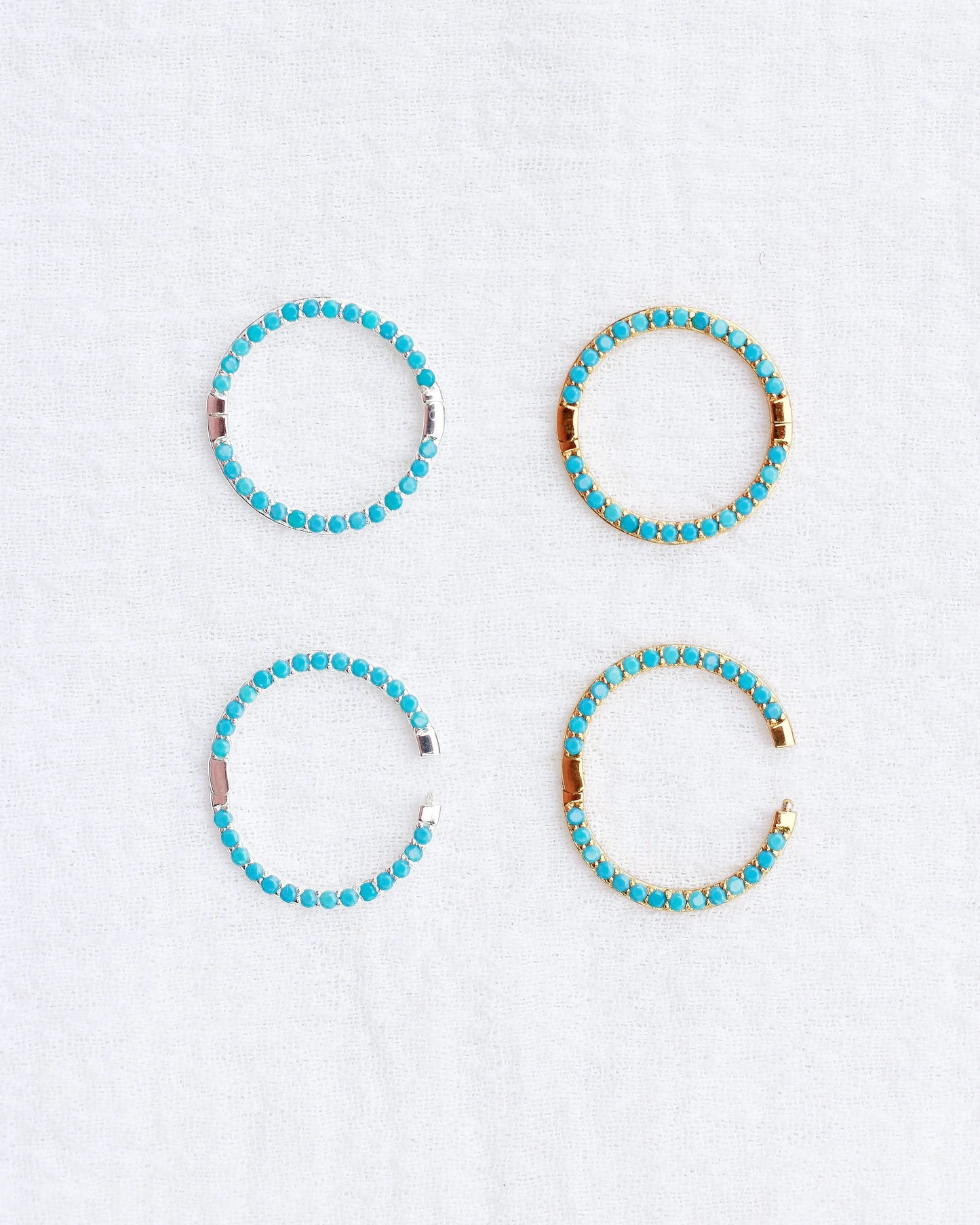 Turquoise Nano Gem Pave Circle Charm Enhancer, F09