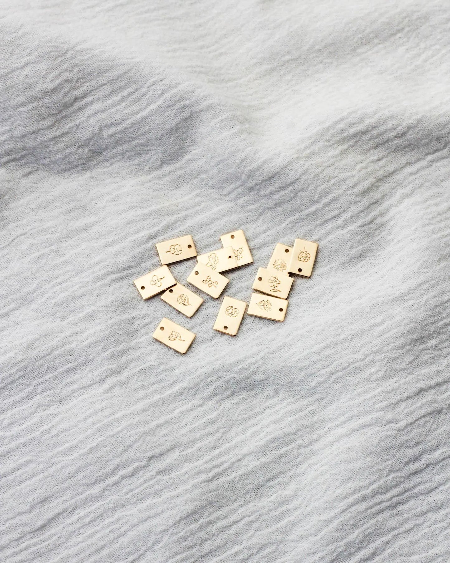 Rectangle Birth Flower Charm, CH266