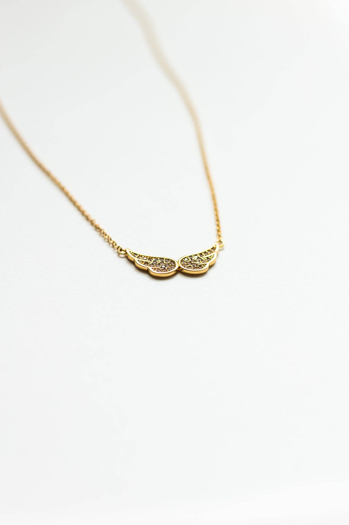 White CZ Angel Wings Necklace, N8