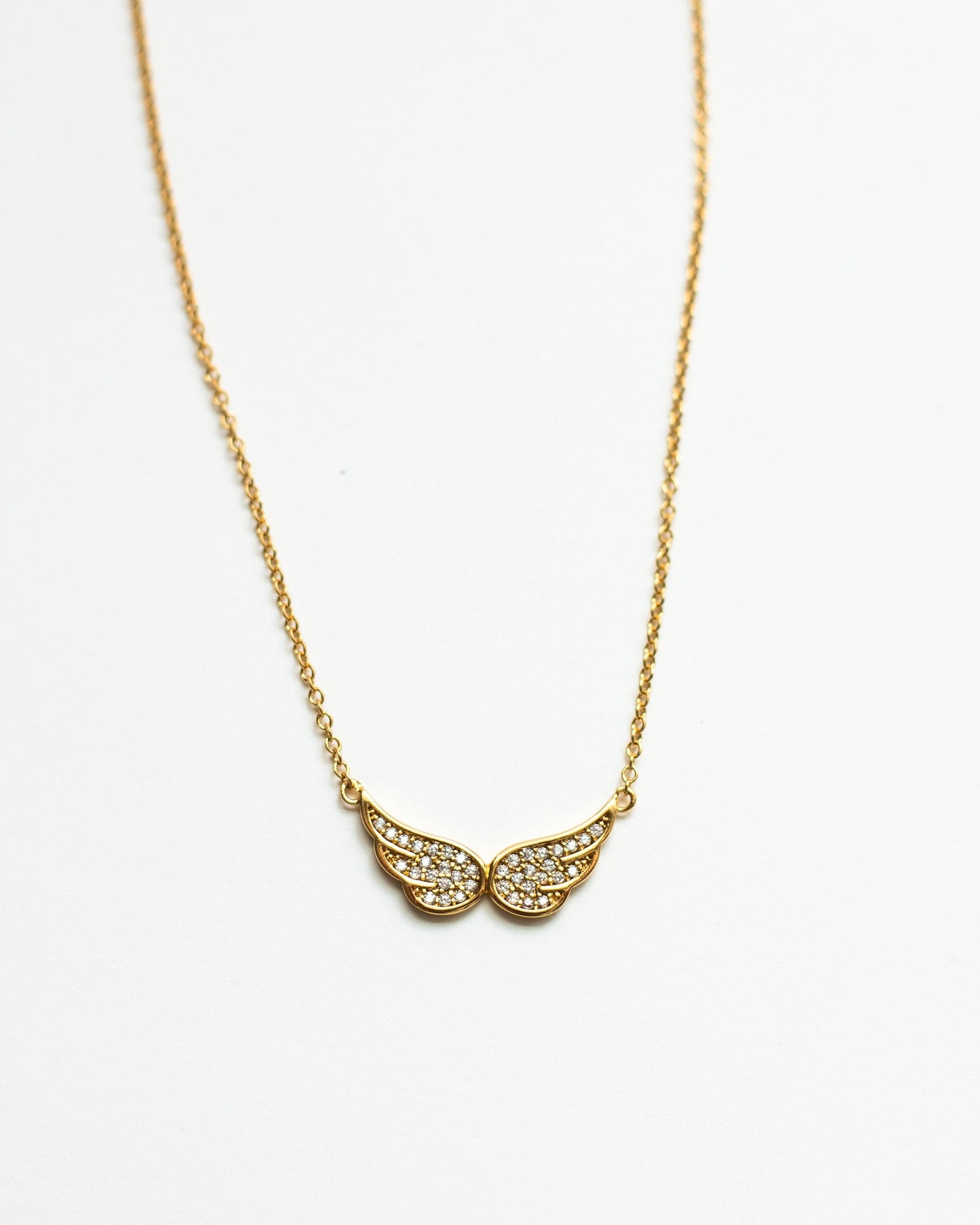 White CZ Angel Wings Necklace, N8