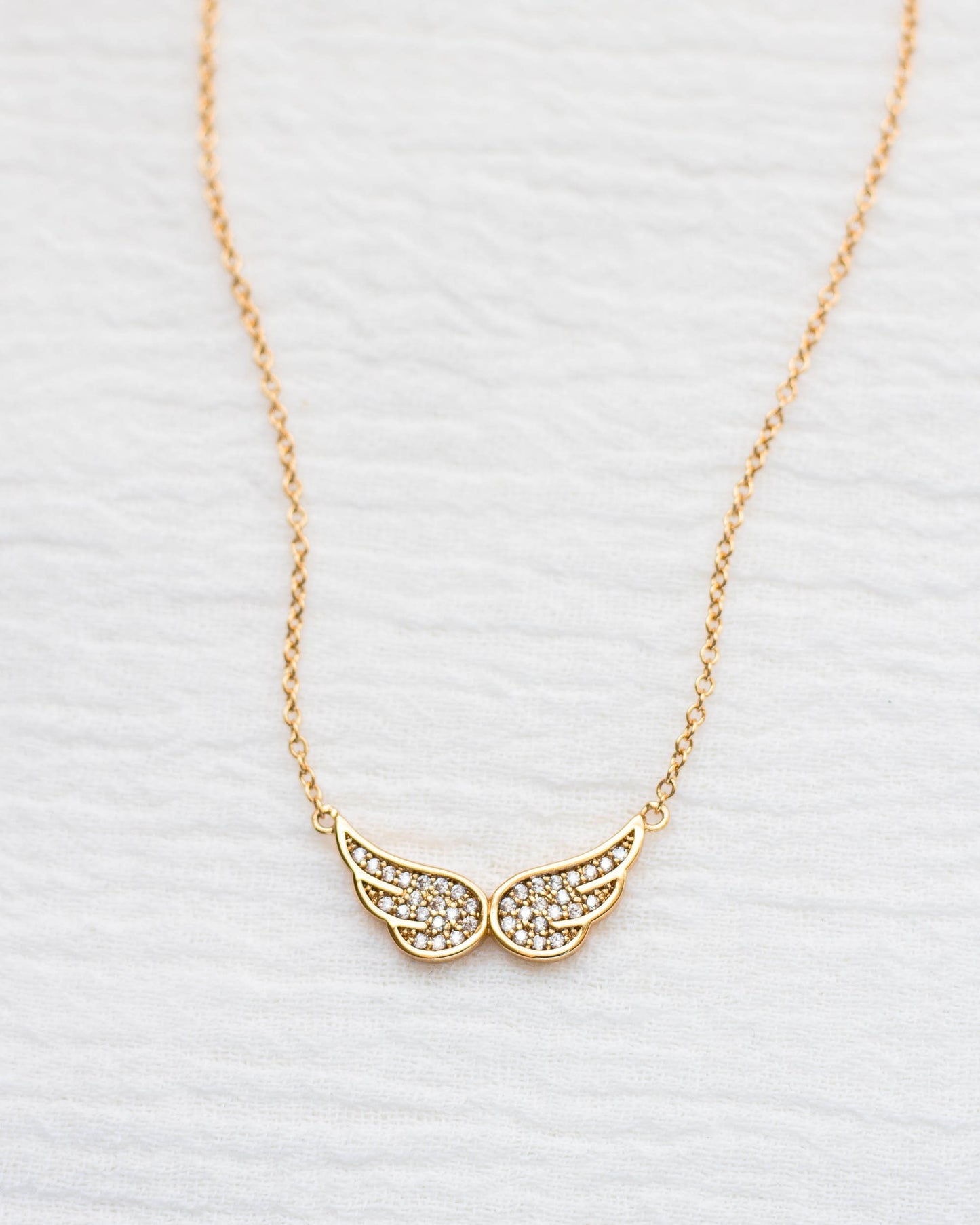 White CZ Angel Wings Necklace, N8
