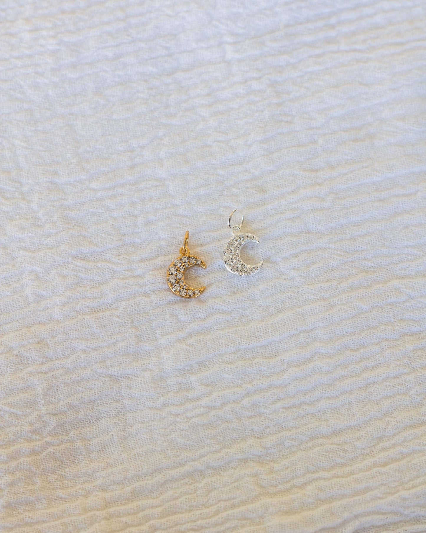 Crescent Moon Pave CZ Charm, CH52