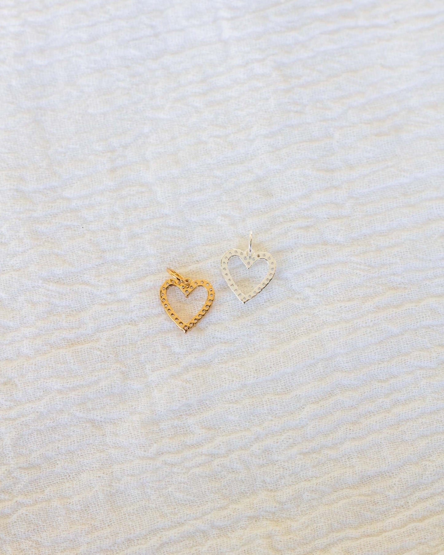 Pave CZ Open Heart Charm, CH54