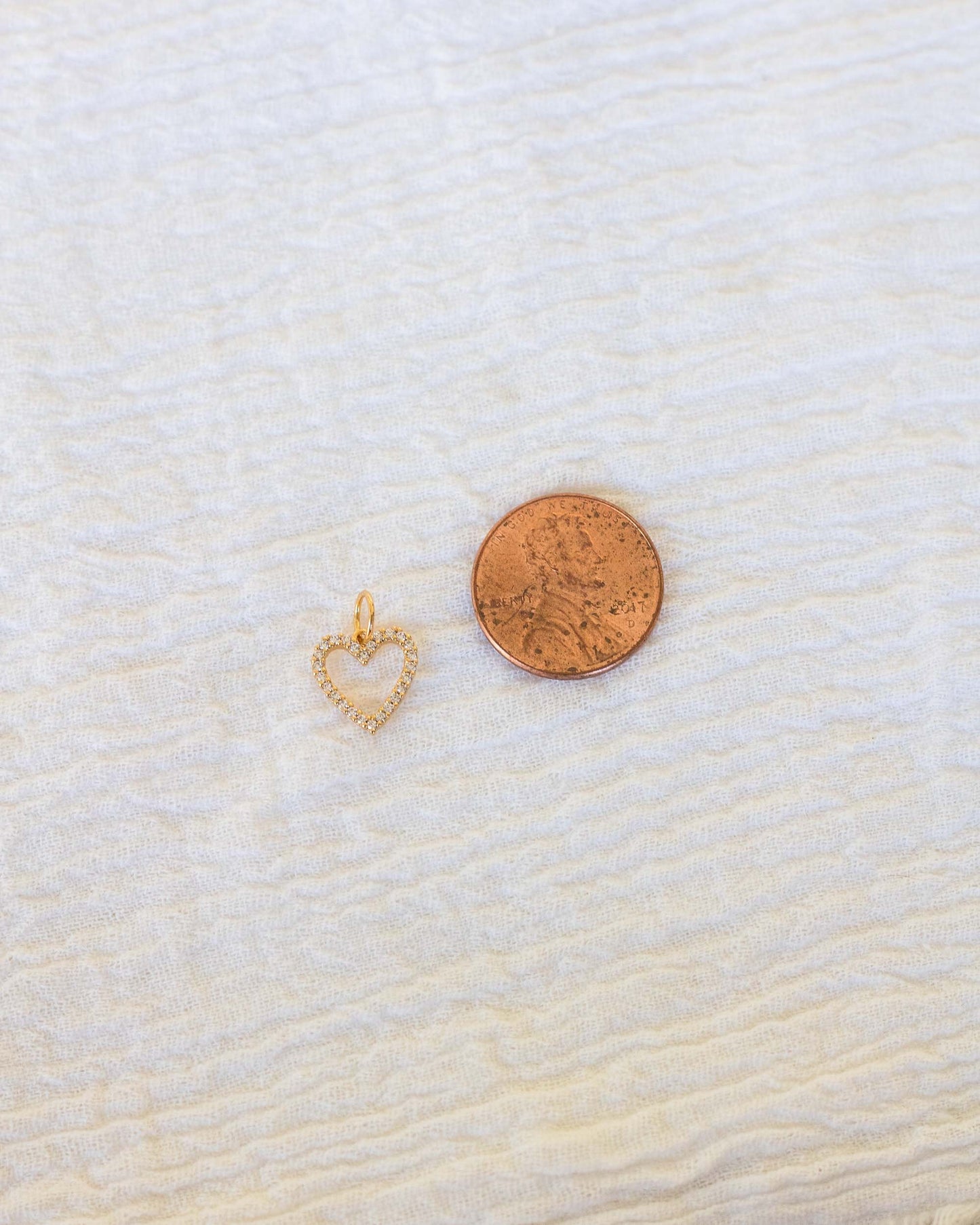 Pave CZ Open Heart Charm, CH54