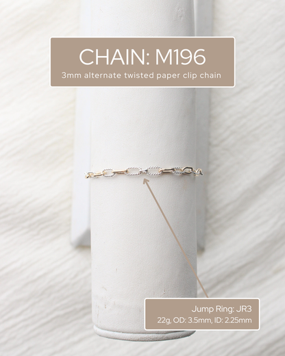 3mm Alternate Twisted Paperclip Mixed Metal Chain, M196