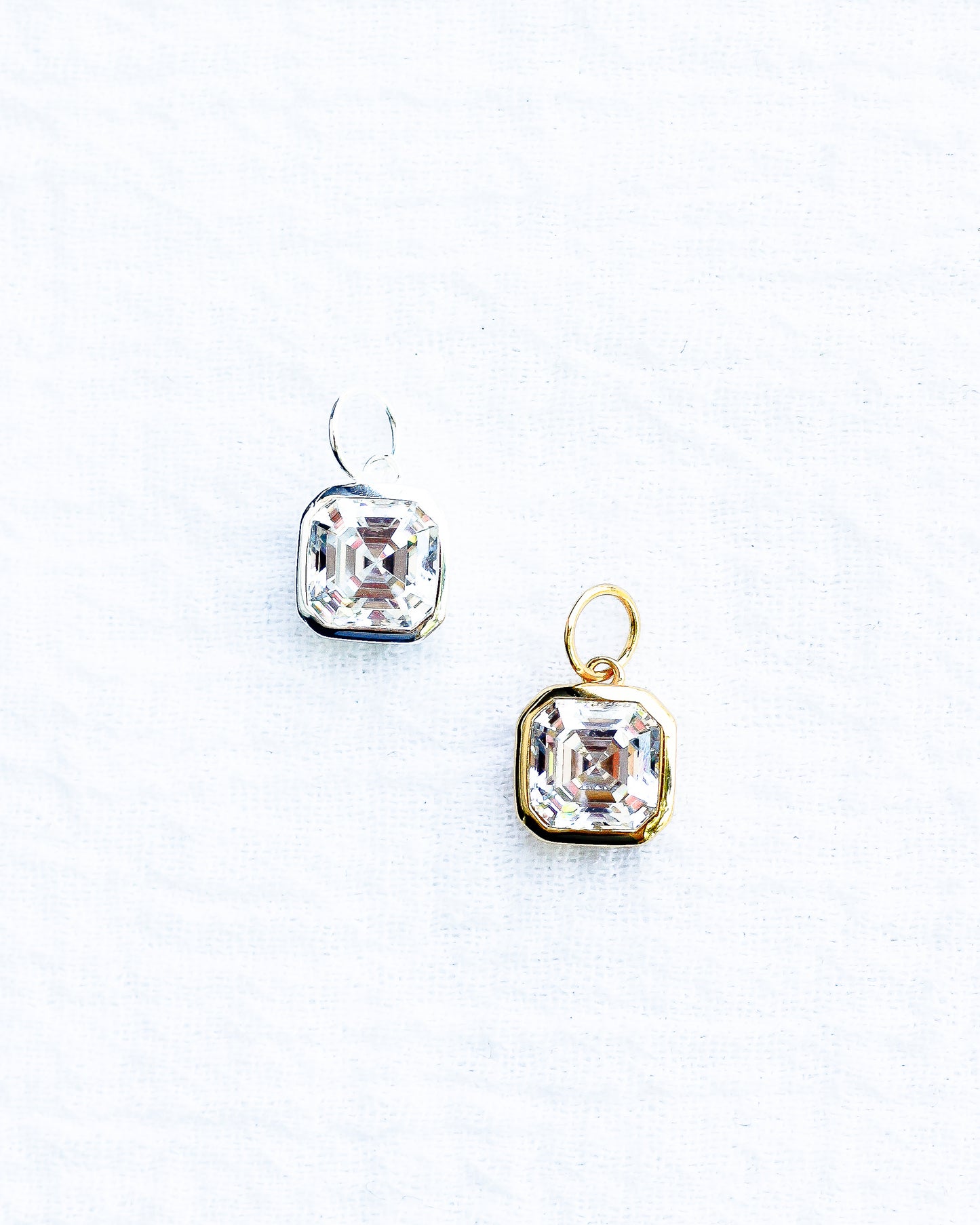 CZ Octagon Asscher Cut Charm, CH119