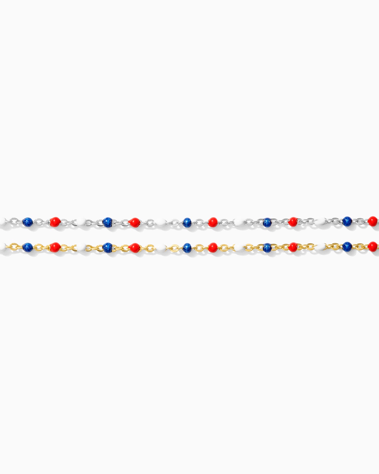1.8mm Cable Chain with Red, White, and Blue Enamel Dots, S101, G101