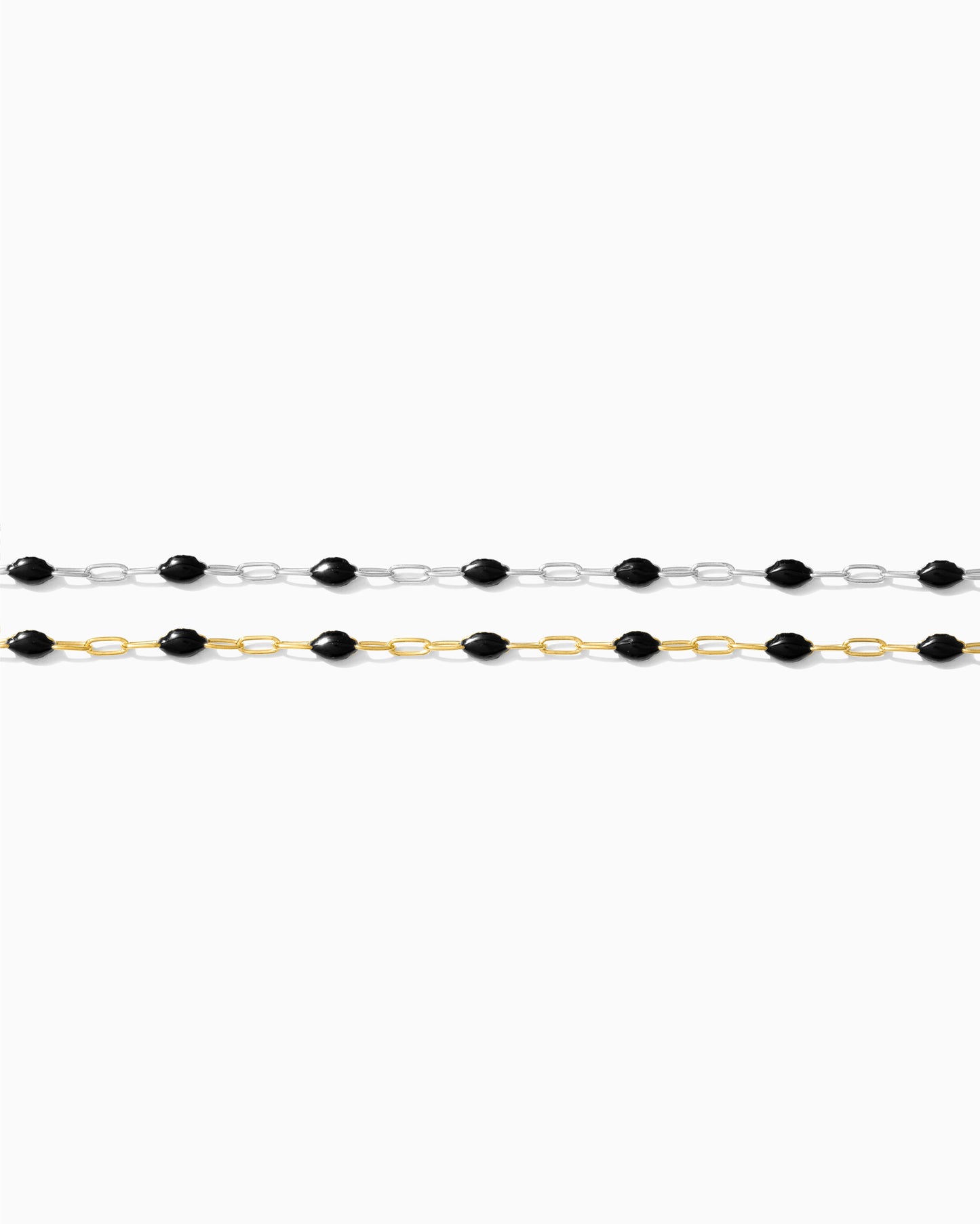 1.4mm Paperclip Chain with Black Enamel Link, S104, G104