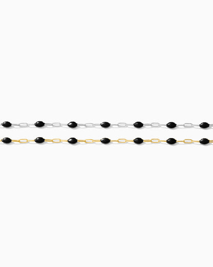 1.4mm Paperclip Chain with Black Enamel Link, S104, G104