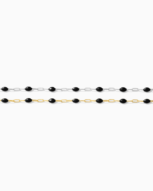 1.4mm Paperclip Chain with Black Enamel Link, S104, G104