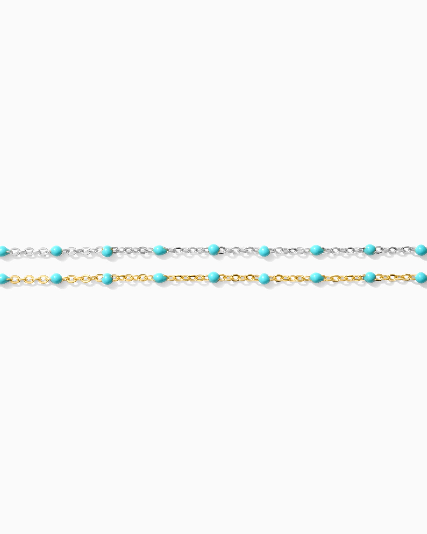 1.1mm Cable Chain with Turqoise Enamel Dot, S107, G107