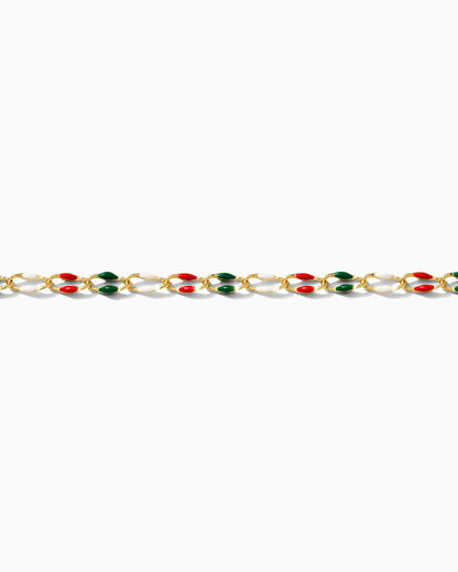 Red, Green, and White Enamel Chain, GP134