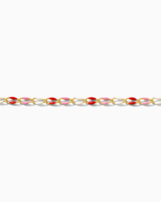 Red, Pink, White Gold Plated Enamel Chain, GP139
