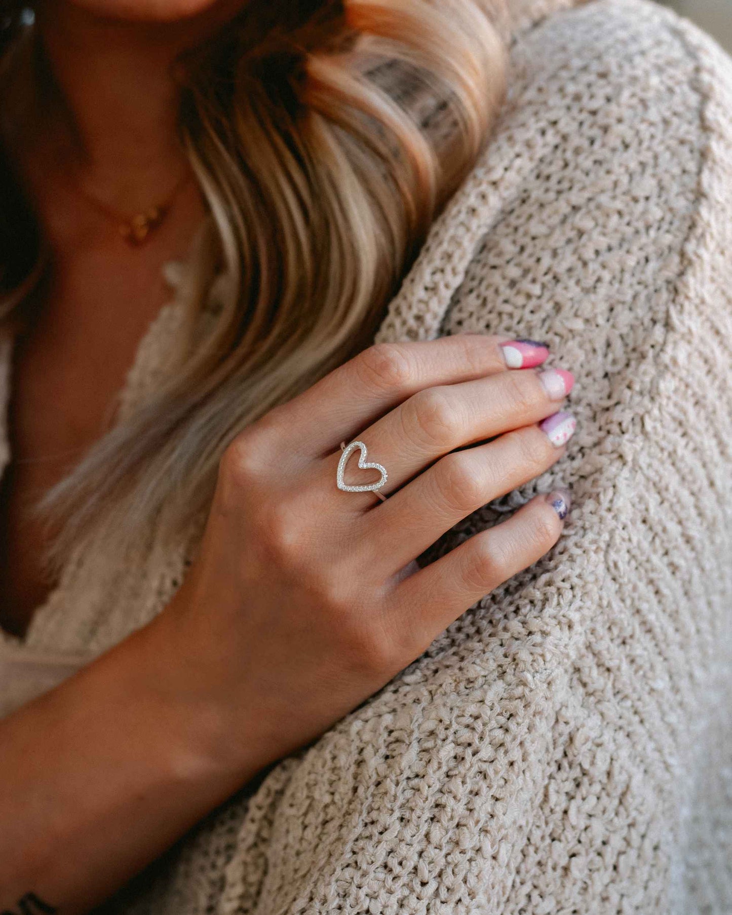 Open Heart Pave Ring, R43