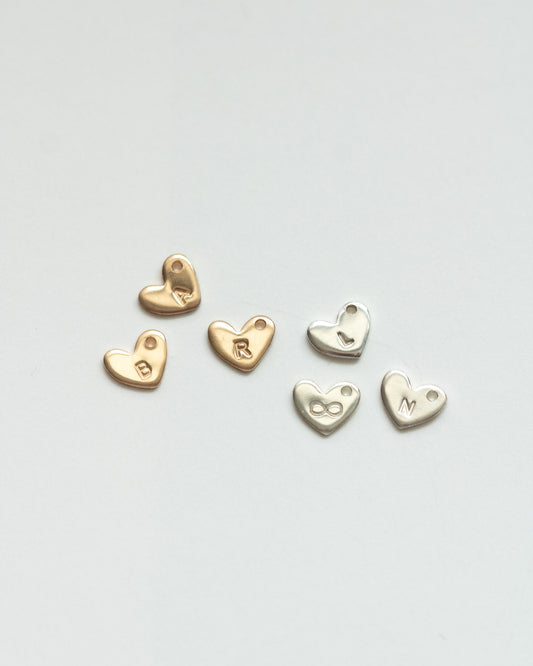6x7mm Tiny Heart Initial Charm, CH02